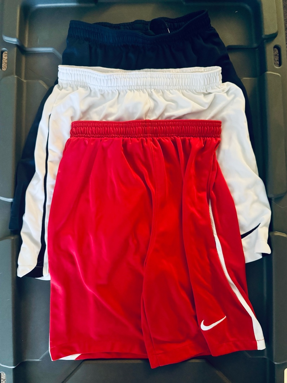 Nike Kids' Athletic Shorts - Pack of 3 (Red, White, Navy)